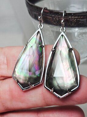 Kendra Scott Carla Earrings Black Pearl Rhodium Silver